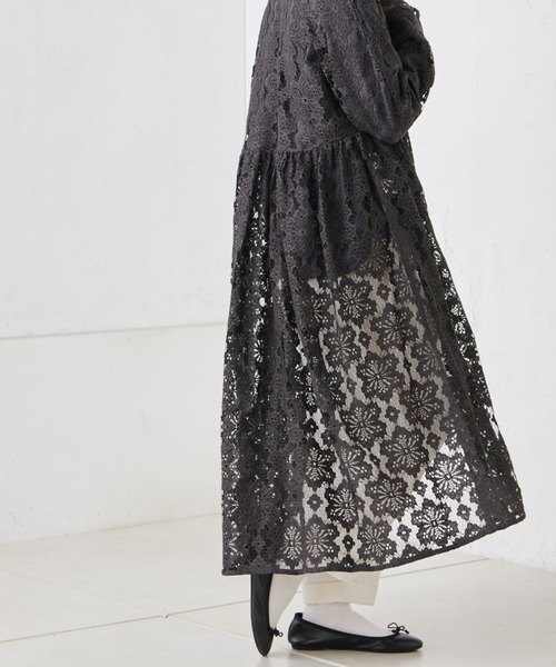 PUAL CE CIN（ピュアルセシン）の「花レース2WAYワンピース（ワンピース・レディース・チャコール/オフホワイト・FREE）」の18枚目の写真