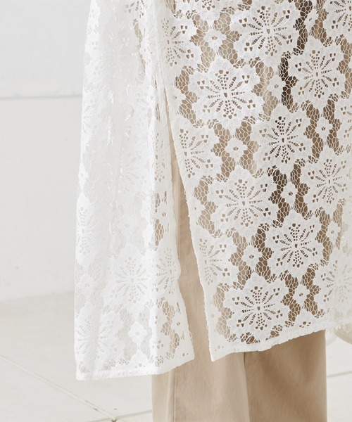 PUAL CE CIN（ピュアルセシン）の「花レース2WAYワンピース（ワンピース・レディース・チャコール/オフホワイト・FREE）」の4枚目の写真
