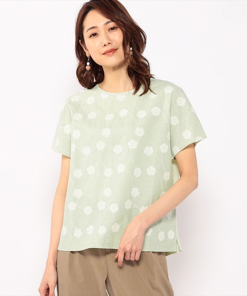 DECOY SINCE 1981(デコイシンスイチキュウハチイチ)の「コットンリネン刺繍プルオーバー(Tシャツ/カットソー・レディース・ネイビー/ベージュ/グリーン・LL/L/M)」の3枚目の写真