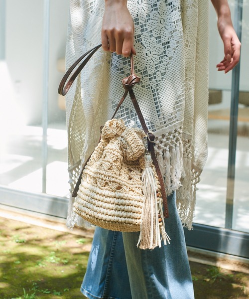 BAYFLOW(ベイフロー)の「ペーパーキンチャク(ハンドバッグ・レディース・ブラウン/ナチュラル・FREE)」の2枚目の写真