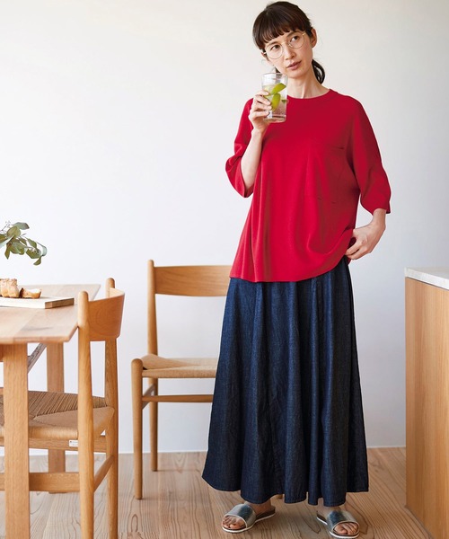 Sunny clouds（サニークラウズ）の「サニークラウズ　デニムのマキシスカート〈レディース〉（デニムスカート・レディース・ダークインディゴブルー・MEDIUM/LARGE/X-LARGE/XX-LARGE/NM）」の7枚目の写真