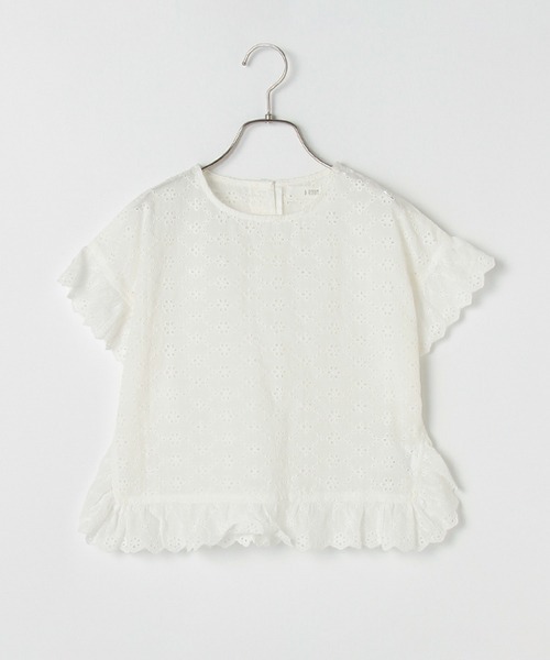 b・ROOM(ビールーム)の「コットンレースポンチョ(シャツ/ブラウス・キッズ・オフホワイト/ベージュ/ラベンダー・MEDIUM/LARGE/SMALL)」の1枚目の写真