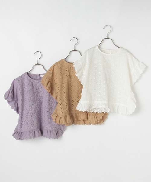 b・ROOM(ビールーム)の「コットンレースポンチョ(シャツ/ブラウス・キッズ・オフホワイト/ベージュ/ラベンダー・MEDIUM/LARGE/SMALL)」の13枚目の写真