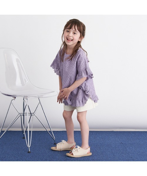 b・ROOM(ビールーム)の「コットンレースポンチョ(シャツ/ブラウス・キッズ・オフホワイト/ベージュ/ラベンダー・MEDIUM/LARGE/SMALL)」の15枚目の写真