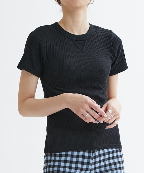 MATURED(マチュアード)の「【MATURED】Rib Tee(リブTシャツ)(Tシャツ/カットソー・レディース・ブルー/ブラウン/ホワイト/ブラック・FREE)」の16枚目の写真