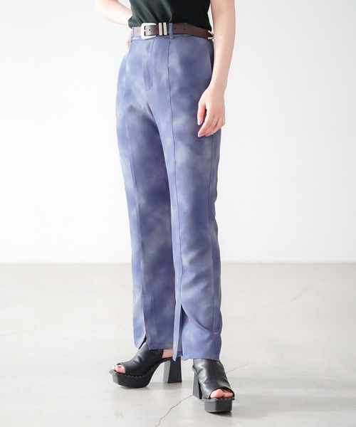 PAGEBOY（ページボーイ）の「マーブルプリントパンツ（スラックス・レディース・ブラック/アクア・FREE）」の4枚目の写真