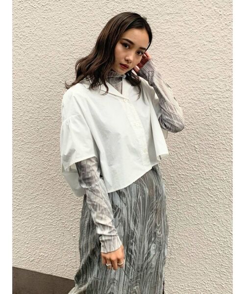 EMODA(エモダ)の「ワイドショートシャツ(シャツ/ブラウス・レディース・ホワイト/ブラック/パープル・FREE)」の6枚目の写真