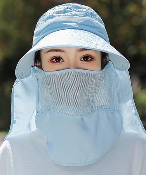 UVカット率 99%以上】レディース 4WAY360度日除けハット（サンバイザー