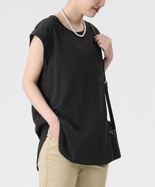 HONEYSUCKLE ROSE（ハニーサックルローズ）の「【HONEYSUCKLE ROSE】「ノースリーブとキャミソール2点セット」シアーノースリレイヤード（アンサンブル・レディース・オフホワイト/グリーン/ブラック・M/L）」の2枚目の写真