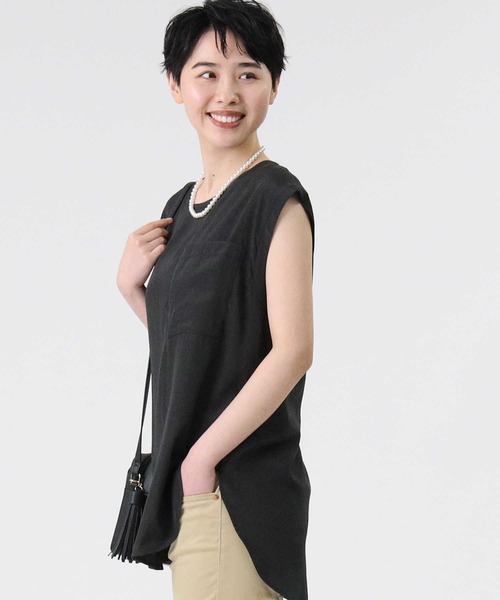 HONEYSUCKLE ROSE（ハニーサックルローズ）の「【HONEYSUCKLE ROSE】「ノースリーブとキャミソール2点セット」シアーノースリレイヤード（アンサンブル・レディース・オフホワイト/グリーン/ブラック・M/L）」の18枚目の写真