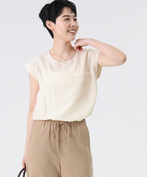 HONEYSUCKLE ROSE（ハニーサックルローズ）の「【HONEYSUCKLE ROSE】「ノースリーブとキャミソール2点セット」シアーノースリレイヤード（アンサンブル・レディース・オフホワイト/グリーン/ブラック・M/L）」の12枚目の写真