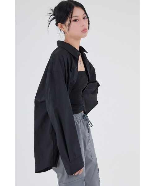 24SS 現行品✨ORR 韓国 クロップドプルオーバー ポリエステル 黒 XS ACOVER/オコボ』BLACK LONG TUBE TOP/シームレスロングチューブ