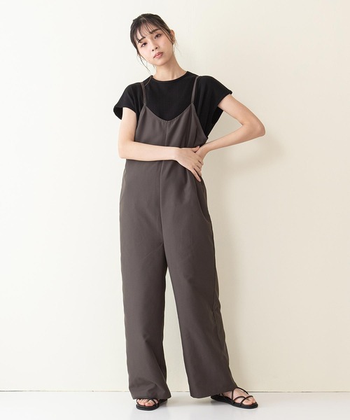 JEANS MATE（ジーンズメイト）の「ノースリーブＴ＋サロペットセット 　アンサンブルアイテム（サロペット/オーバーオール・レディース・ブラック/ダークベージュ・FREE）」の8枚目の写真