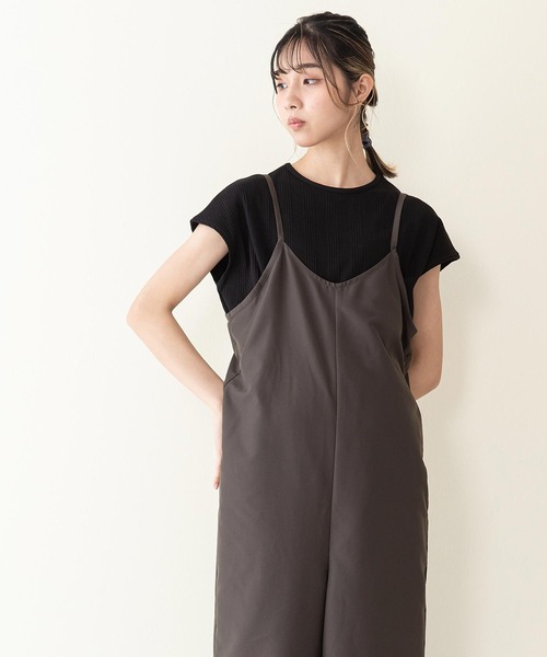 JEANS MATE（ジーンズメイト）の「ノースリーブＴ＋サロペットセット 　アンサンブルアイテム（サロペット/オーバーオール・レディース・ブラック/ダークベージュ・FREE）」の12枚目の写真