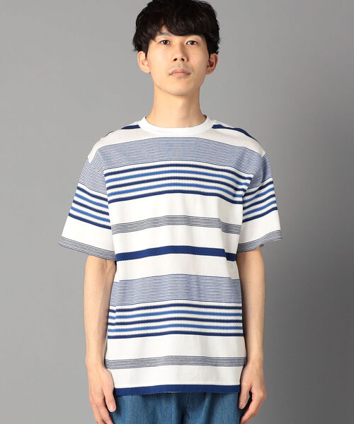 NOLLEY'S goodman（ノーリーズグッドマン）の「パネルタック ボーダー Tシャツ（Tシャツ/カットソー・メンズ・ベージュ系その他3/ホワイト系その他4/ブルー系その他7・MEDIUM/SMALL/X-LARGE/LARGE）」の12枚目の写真