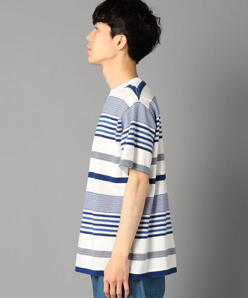 NOLLEY'S goodman（ノーリーズグッドマン）の「パネルタック ボーダー Tシャツ（Tシャツ/カットソー・メンズ・ベージュ系その他3/ホワイト系その他4/ブルー系その他7・MEDIUM/SMALL/X-LARGE/LARGE）」の10枚目の写真