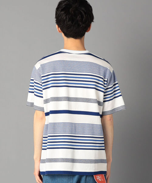 NOLLEY'S goodman（ノーリーズグッドマン）の「パネルタック ボーダー Tシャツ（Tシャツ/カットソー・メンズ・ベージュ系その他3/ホワイト系その他4/ブルー系その他7・MEDIUM/SMALL/X-LARGE/LARGE）」の14枚目の写真