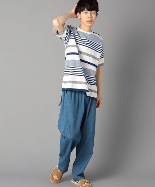 NOLLEY'S goodman（ノーリーズグッドマン）の「パネルタック ボーダー Tシャツ（Tシャツ/カットソー・メンズ・ベージュ系その他3/ホワイト系その他4/ブルー系その他7・MEDIUM/SMALL/X-LARGE/LARGE）」の13枚目の写真