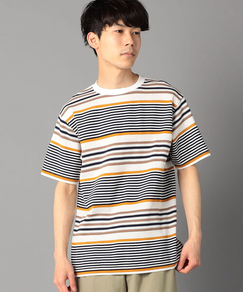 NOLLEY'S goodman（ノーリーズグッドマン）の「パネルタック ボーダー Tシャツ（Tシャツ/カットソー・メンズ・ベージュ系その他3/ホワイト系その他4/ブルー系その他7・MEDIUM/SMALL/X-LARGE/LARGE）」の9枚目の写真