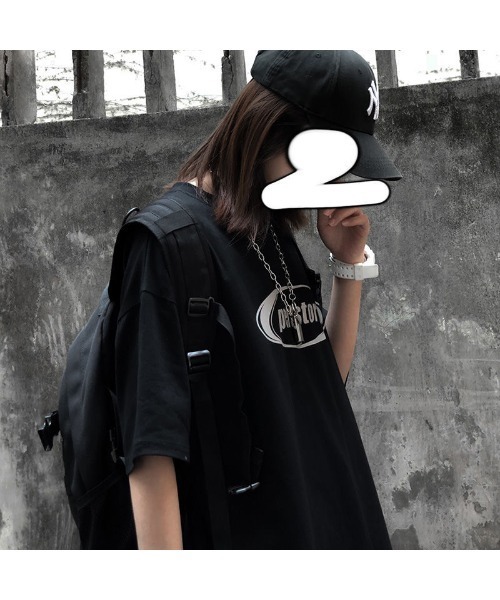ビッグシルエット韓国ストリートy2k古着風ルーズスタイルプリントオーバーサイズ半袖Tシャツ