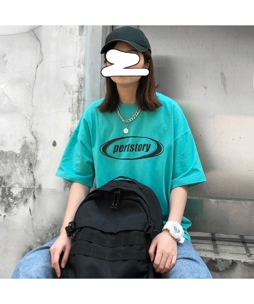 Tシャツ 変形デザイン プリント 半袖 ルーズ シック 韓国 b4154 1-2.jpg