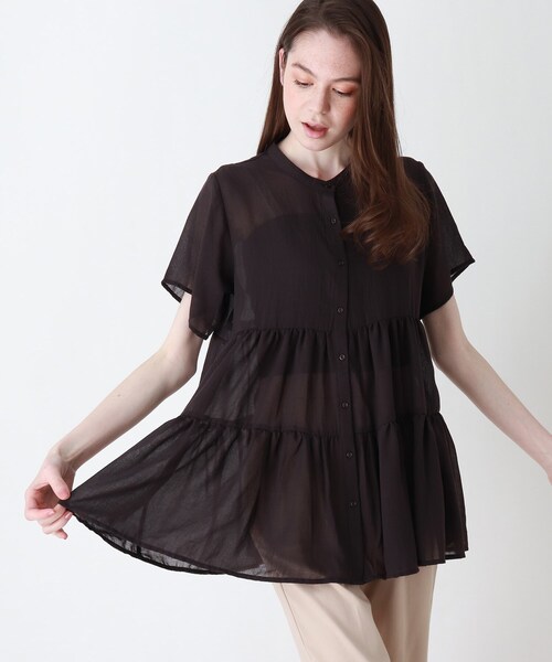 DRESKIP（ドレスキップ）の「◆ティアードブラウス（シャツ/ブラウス・レディース・グレー系その他/オフホワイト/グリーン系/ナチュラル・03/04/02）」の2枚目の写真