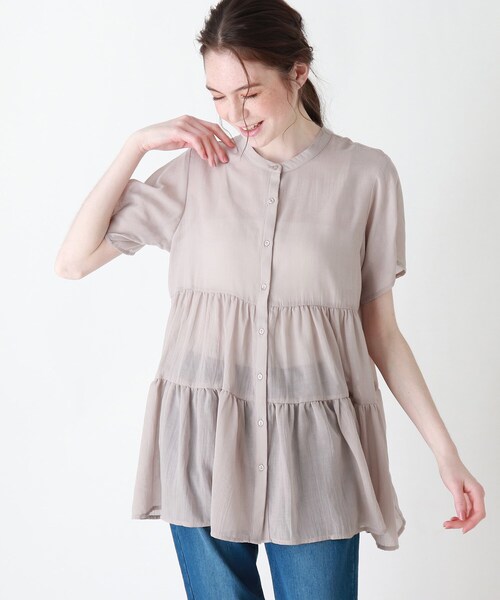 DRESKIP（ドレスキップ）の「◆ティアードブラウス（シャツ/ブラウス・レディース・グレー系その他/オフホワイト/グリーン系/ナチュラル・03/04/02）」の3枚目の写真