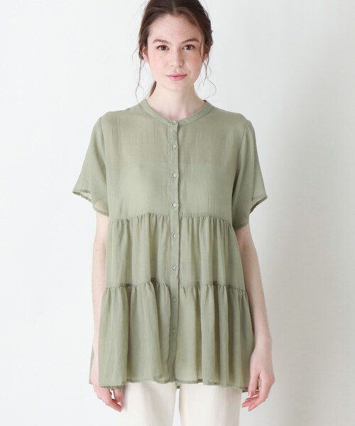 DRESKIP（ドレスキップ）の「◆ティアードブラウス（シャツ/ブラウス・レディース・グレー系その他/オフホワイト/グリーン系/ナチュラル・03/04/02）」の5枚目の写真
