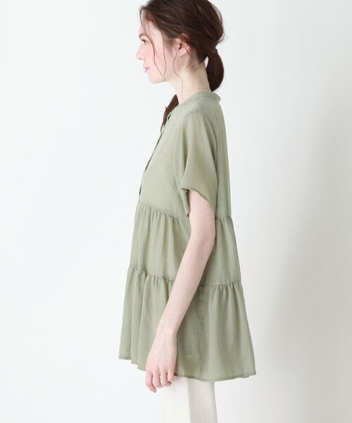 DRESKIP（ドレスキップ）の「◆ティアードブラウス（シャツ/ブラウス・レディース・グレー系その他/オフホワイト/グリーン系/ナチュラル・03/04/02）」の6枚目の写真