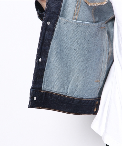 GIORDANO（ジョルダーノ）の「[GIORDANO]デニムジャケット（デニムジャケット・メンズ・インディゴブルー/ダークインディゴブルー・MEDIUM/LARGE）」の5枚目の写真