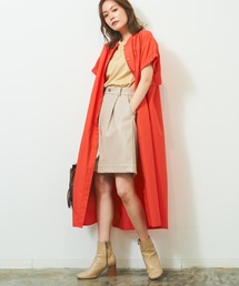 HERENCIA | バックシャンフリル 比翼 ショートスリーブ  ロング ワンピース(ワンピース)