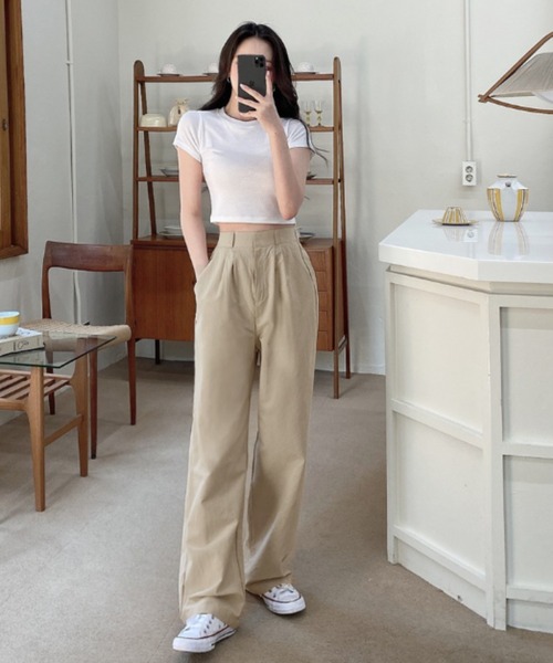 TOEASY(トゥイージー)の「『TOEASY/トゥイージー』linen pintuck wide slacks/綿麻 リネン ピンタックワイドスラックスパンツ(スラックス・レディース・ブラック/ベージュ/カーキ/ライトベージュ/アイボリー・M/L)」の19枚目の写真
