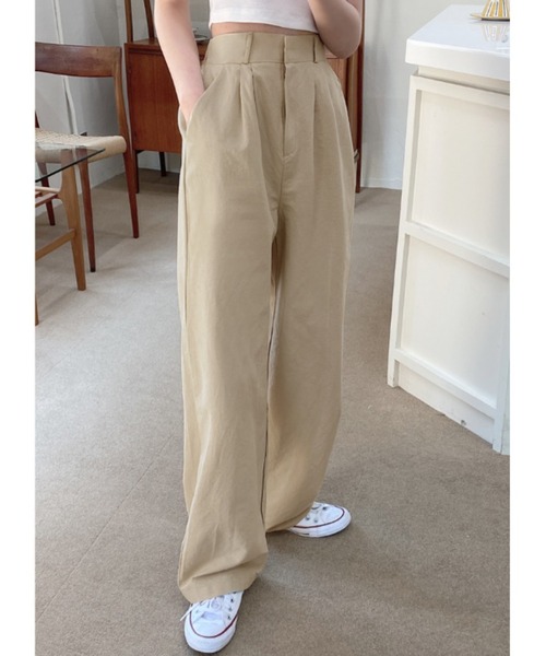 TOEASY/トゥイージー』linen pintuck wide slacks/綿麻 リネン