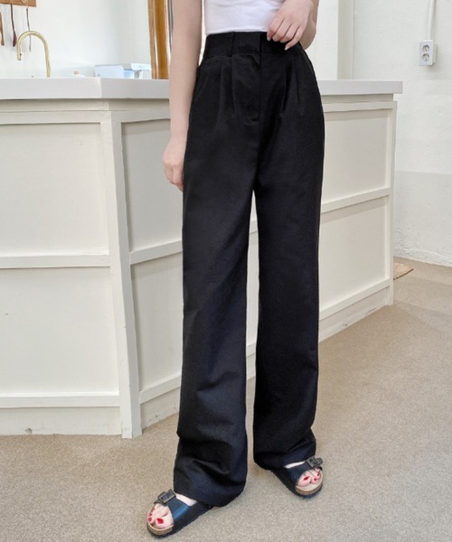 TOEASY/トゥイージー』linen pintuck wide slacks/綿麻 リネン