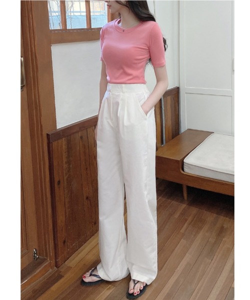 TOEASY(トゥイージー)の「『TOEASY/トゥイージー』linen pintuck wide slacks/綿麻 リネン ピンタックワイドスラックスパンツ(スラックス・レディース・ブラック/ベージュ/カーキ/ライトベージュ/アイボリー・M/L)」の6枚目の写真