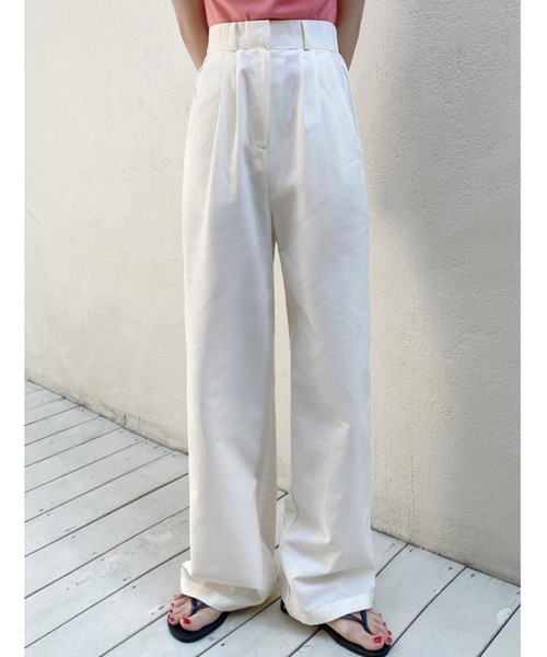 TOEASY/トゥイージー』linen pintuck wide slacks/綿麻 リネン