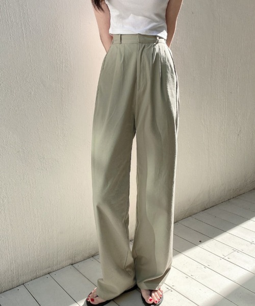 90s　ALL LINEN　リネン　麻　イージーパンツ　ワイド型　2タック　炭黒 90s ALL LINEN リネン 麻 イージーパンツ ワイド型 2タック 炭黒