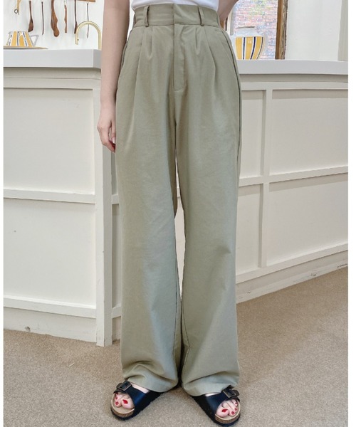 TOEASY/トゥイージー』linen pintuck wide slacks/綿麻 リネン