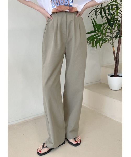TOEASY/トゥイージー』linen pintuck wide slacks/綿麻 リネン