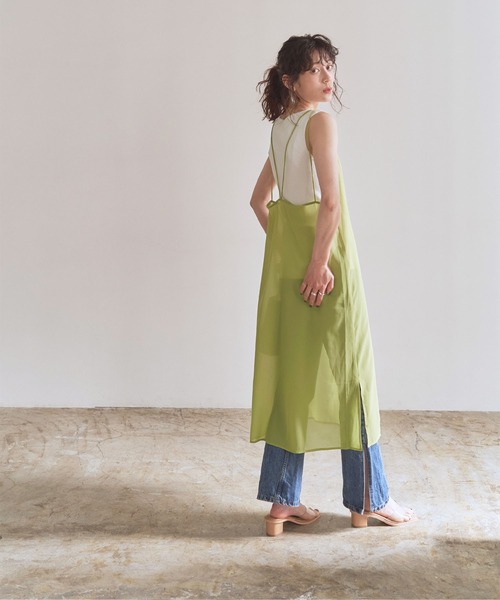 titivate（ティティベイト）の「シアーIラインキャミワンピース（ワンピース・レディース・グレイッシュベージュ/ライトブルー/ライトグリーン/チャコール・S/M/L）」の18枚目の写真