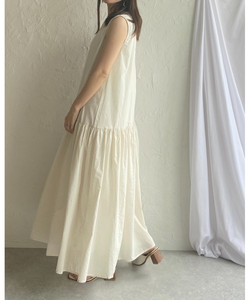 She's Closet(シーズクローゼット)の「コットンティアードノースリーブロングワンピース(ワンピース・レディース・ブラック/ブラウン/イエロー/グリーン/アイボリー・FREE)」の8枚目の写真