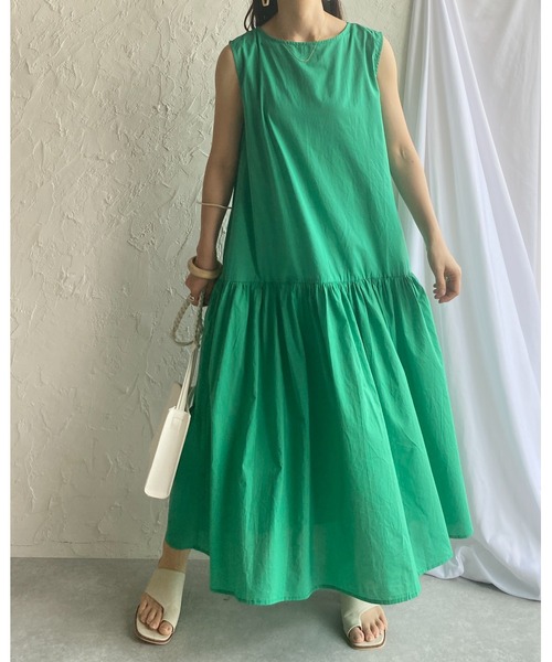 She's Closet(シーズクローゼット)の「コットンティアードノースリーブロングワンピース(ワンピース・レディース・ブラック/ブラウン/イエロー/グリーン/アイボリー・FREE)」の9枚目の写真