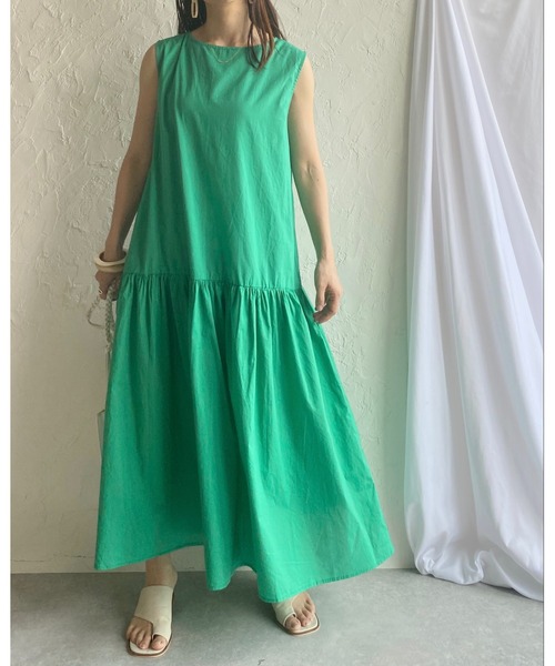 She's Closet(シーズクローゼット)の「コットンティアードノースリーブロングワンピース(ワンピース・レディース・ブラック/ブラウン/イエロー/グリーン/アイボリー・FREE)」の10枚目の写真