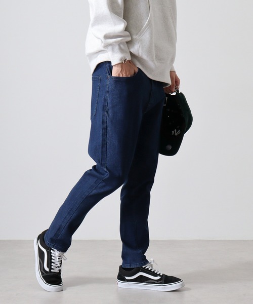 セール】サルエルテーパードストレッチデニムパンツ（デニム