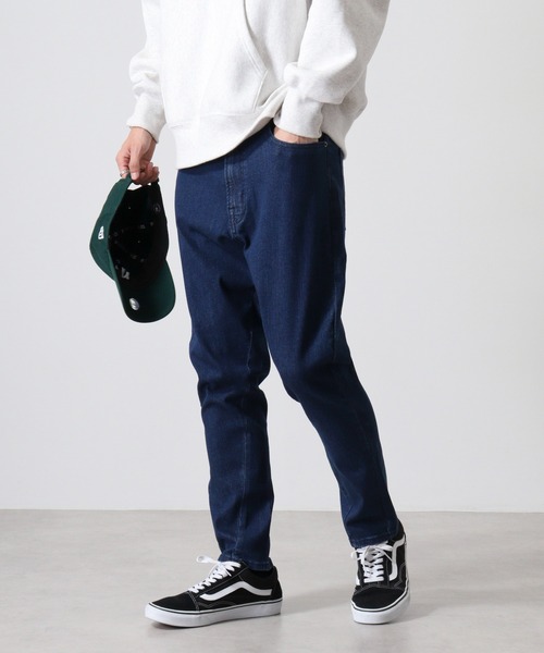デニム　ソフトサルエルテーパードパンツ　amuy trysbay セール】サルエルテーパードストレッチデニムパンツ（デニム