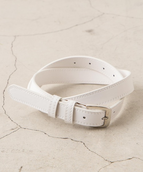 WEGO（ウィゴー）の「WEGO/スクエアバックルステッチベルト（ベルト・レディース・ホワイト/ブラック/ブラウン・FREE）」の2枚目の写真