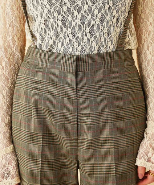MADEMOISELLE ROPE'（マドモアゼル ロペ）の「<春まで使える>【2WAY】<サスペンダー付き>チェックセンタープレスパンツ（その他パンツ・レディース・ベージュ系その他/グリーン系その他・36/38）」の13枚目の写真