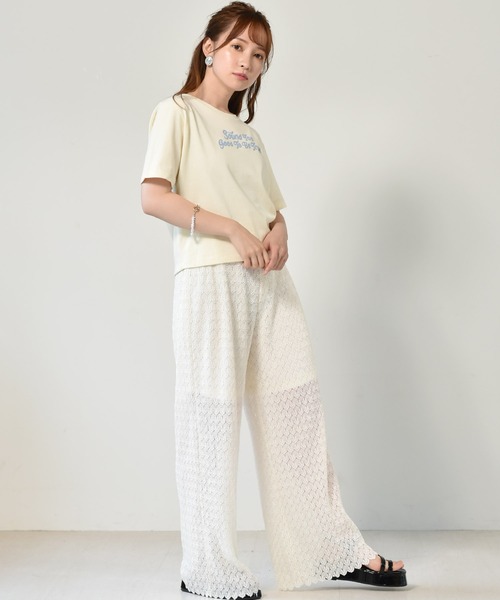 ems excite（エムズエキサイト）の「柄レースプリーツパンツ（その他パンツ・レディース・アイボリー/ブルー/ブラック・FREE）」の13枚目の写真