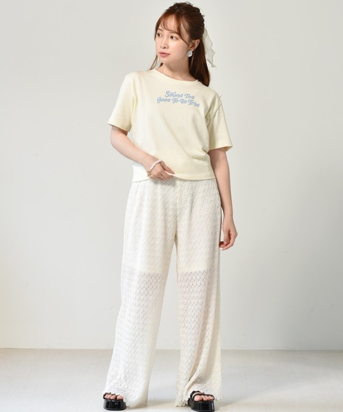 ems excite（エムズエキサイト）の「柄レースプリーツパンツ（その他パンツ・レディース・アイボリー/ブルー/ブラック・FREE）」の8枚目の写真