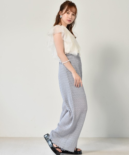 ems excite（エムズエキサイト）の「柄レースプリーツパンツ（その他パンツ・レディース・アイボリー/ブルー/ブラック・FREE）」の11枚目の写真